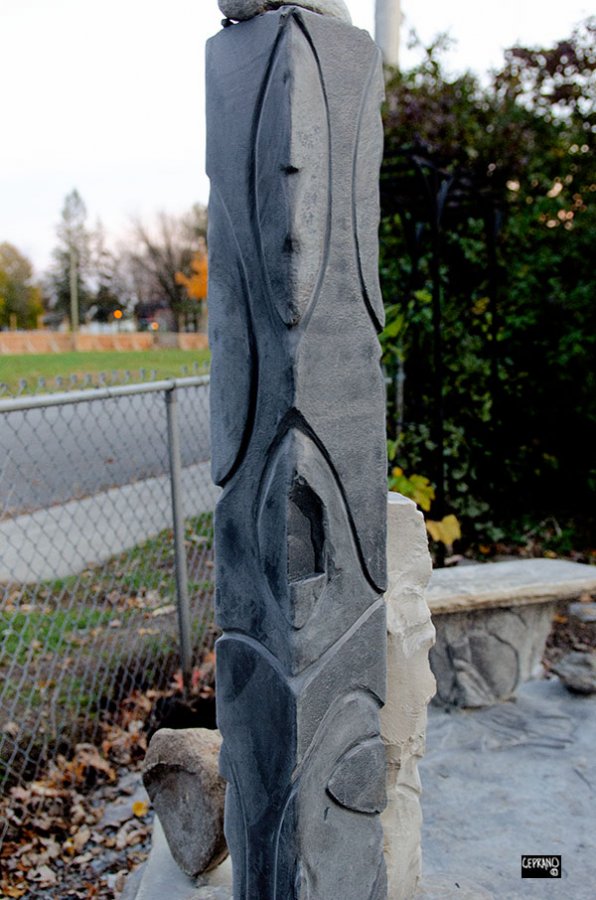 Nov 2020_stone totem detail Wilcock-Gold Residence, Ottawa