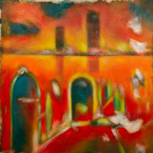 Door to the river (casa de Lucrezia) 2026_26"x26" acrylic on canvas 